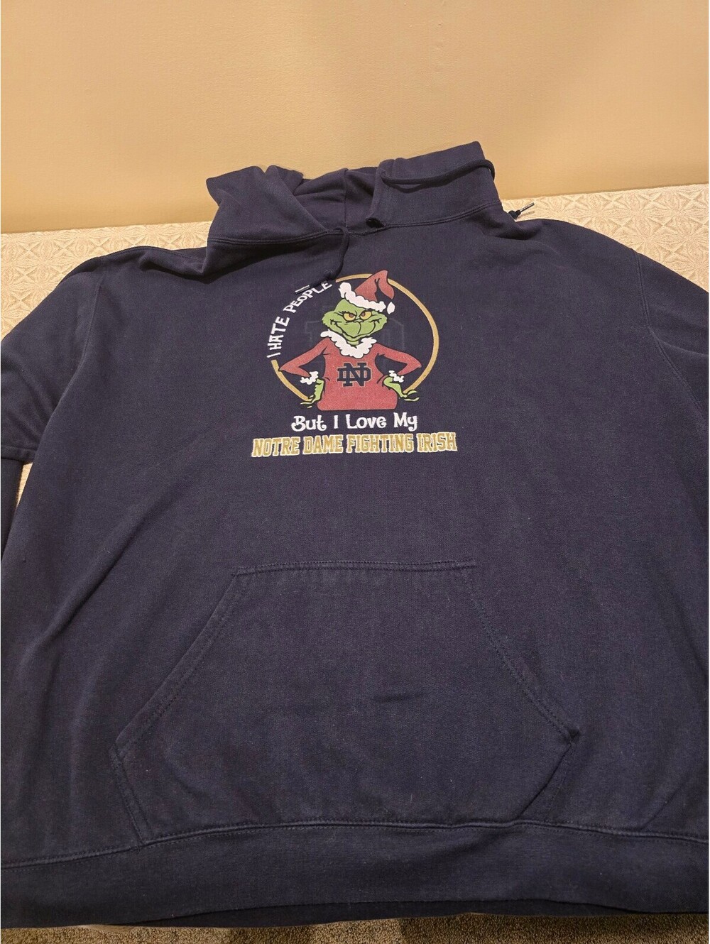 Vintage Notre Dame Fighting Irish Grinch Hoodie Sweatshirt